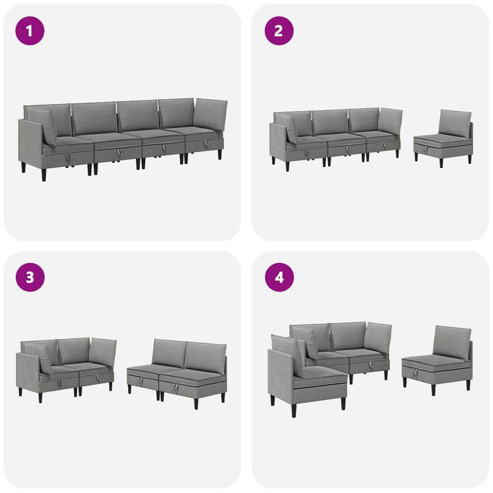 Möbelset För Vardagsrummet 4 Pcs Mörkgrå Tyg