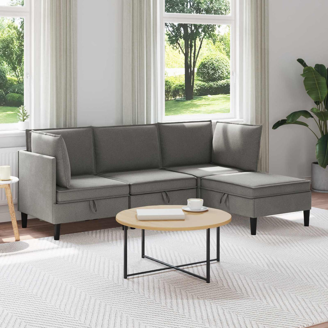 Möbelset För Vardagsrummet 4 Pcs Mörkgrå Tyg