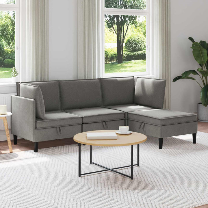 Möbelset För Vardagsrummet 4 Pcs Mörkgrå Tyg