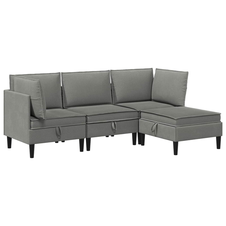 Möbelset För Vardagsrummet 4 Pcs Mörkgrå Tyg