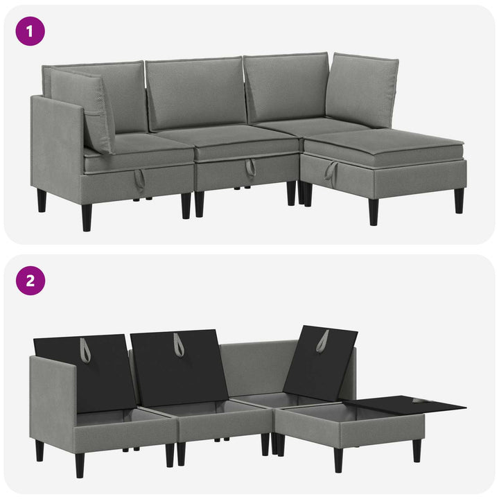 Möbelset För Vardagsrummet 4 Pcs Mörkgrå Tyg
