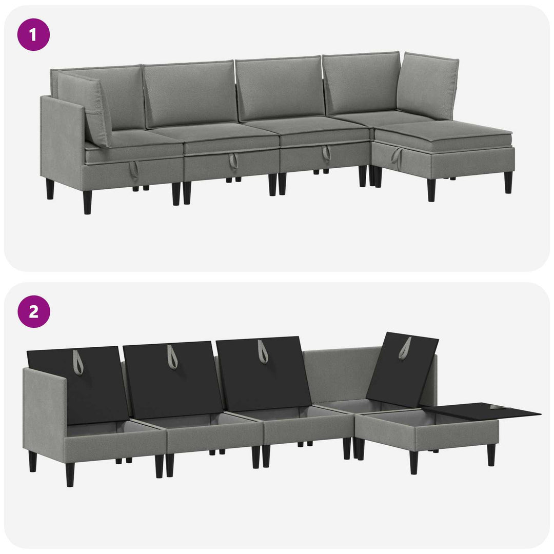 Möbelset För Vardagsrummet 5 Pcs Mörkgrå Tyg