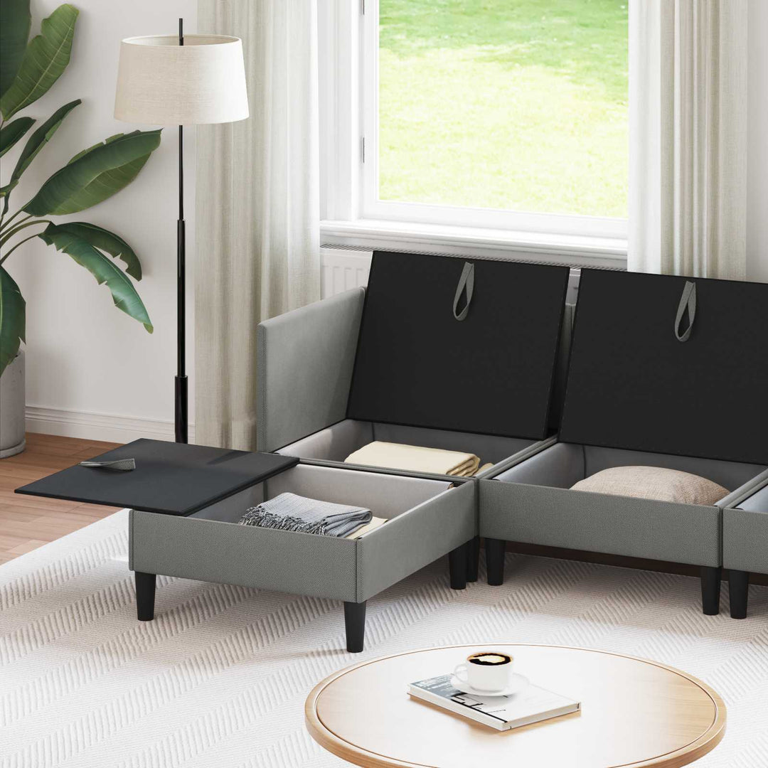 Möbelset För Vardagsrummet 6 Pcs Mörkgrå Tyg