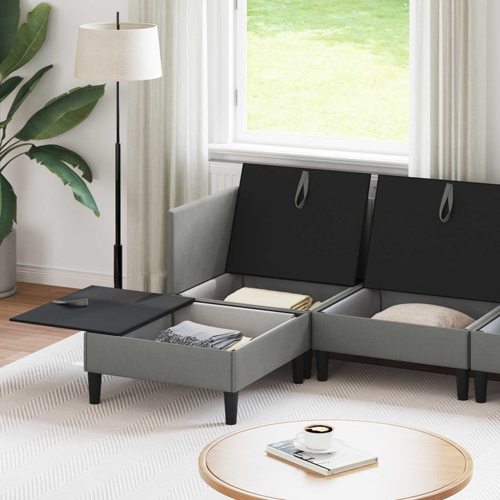 Möbelset För Vardagsrummet 6 Pcs Mörkgrå Tyg