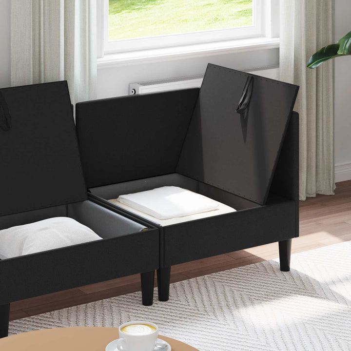 Möbelset För Vardagsrummet 3 Pcs Svart Tyg