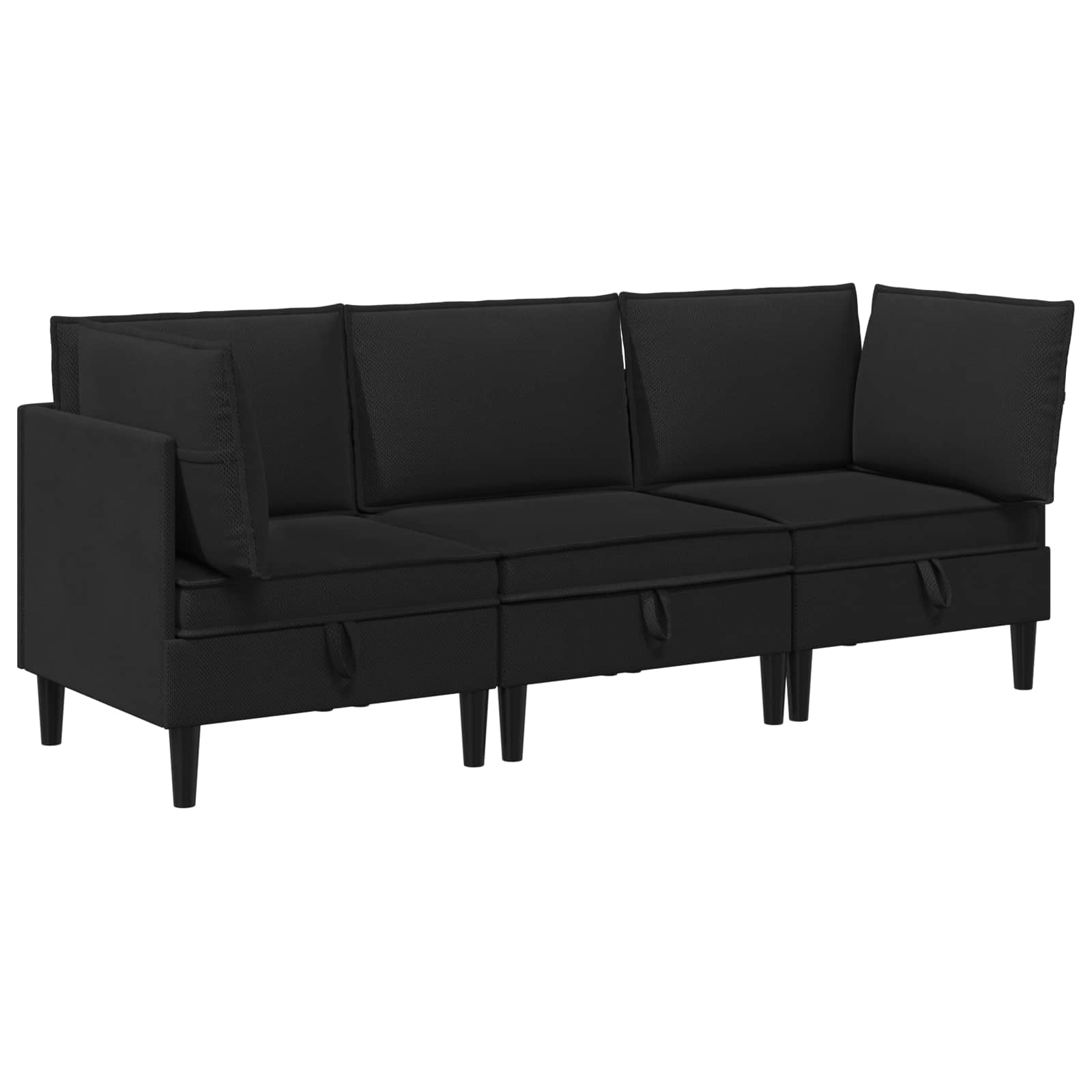 Möbelset För Vardagsrummet 3 Pcs Svart Tyg