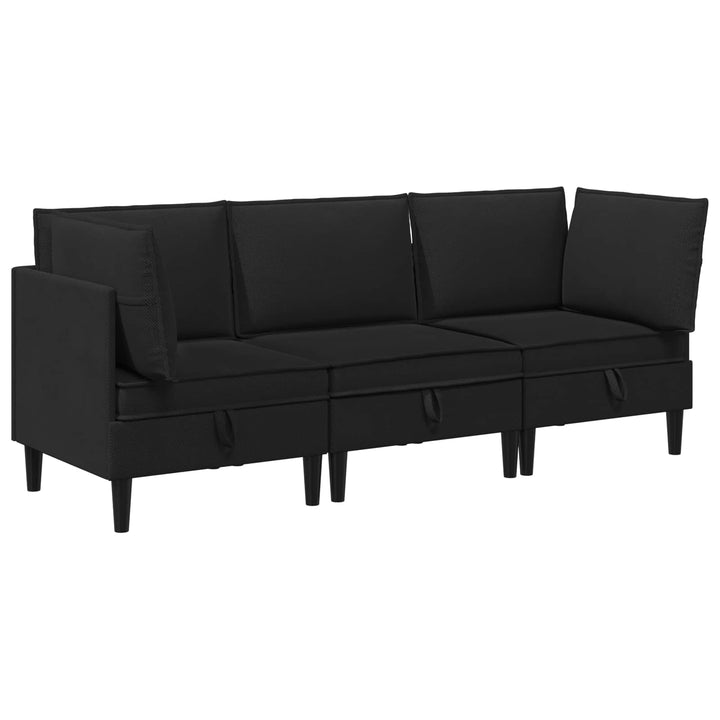 Möbelset För Vardagsrummet 3 Pcs Svart Tyg