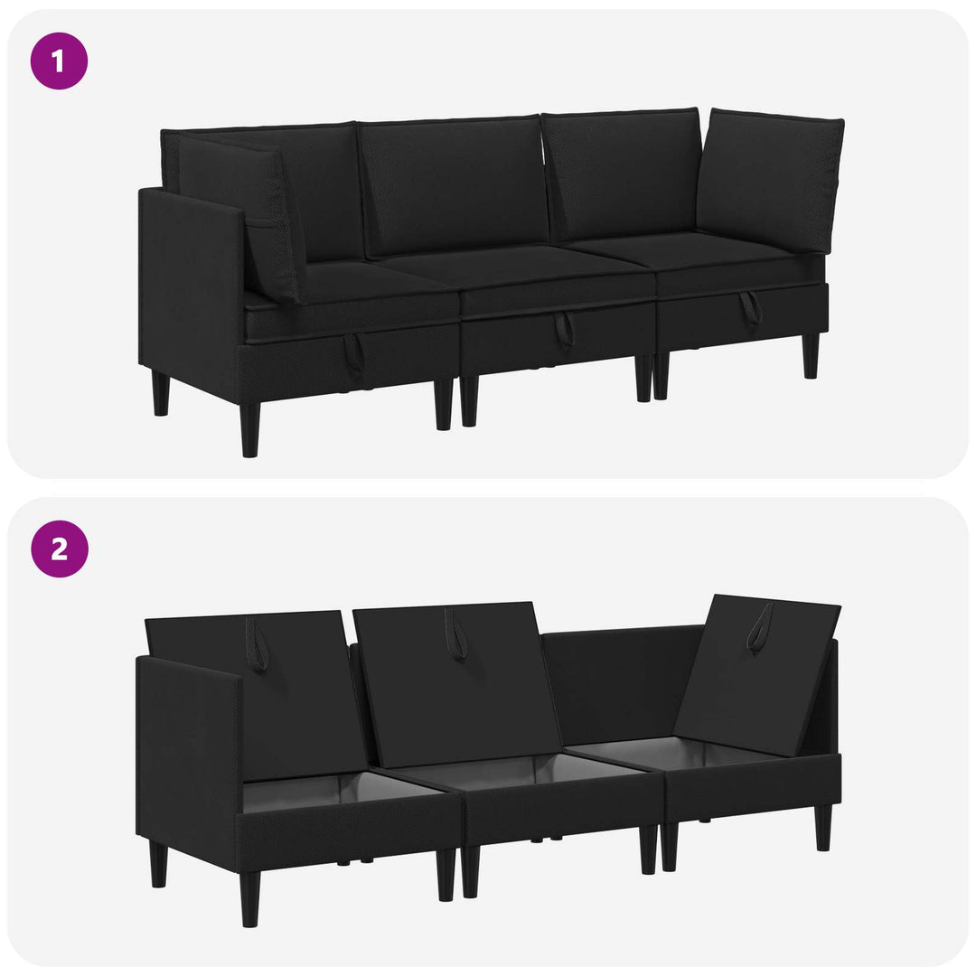 Möbelset För Vardagsrummet 3 Pcs Svart Tyg