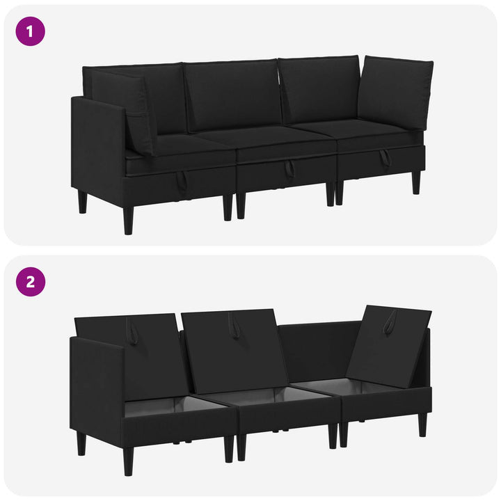 Möbelset För Vardagsrummet 3 Pcs Svart Tyg