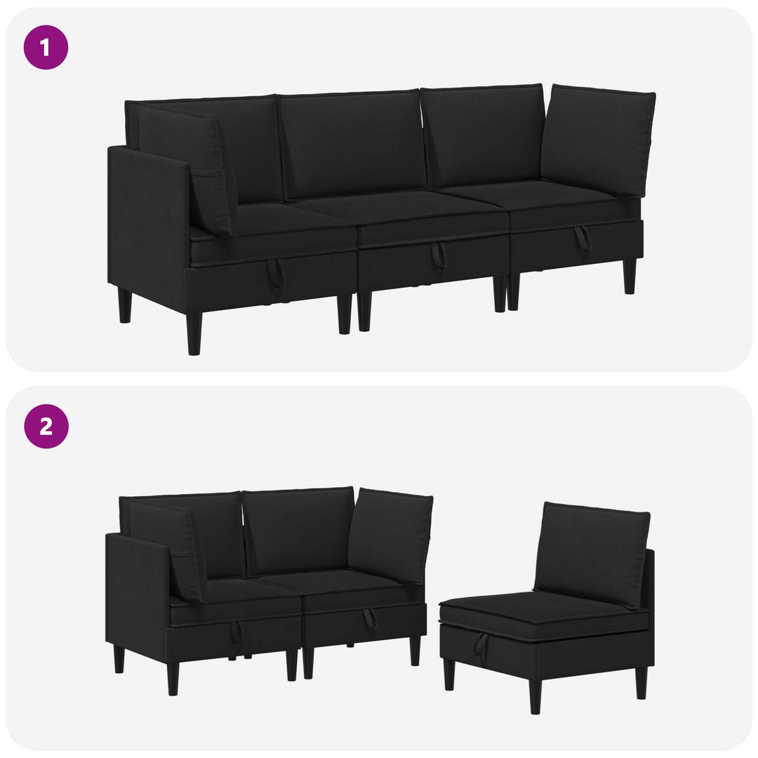 Möbelset För Vardagsrummet 3 Pcs Svart Tyg