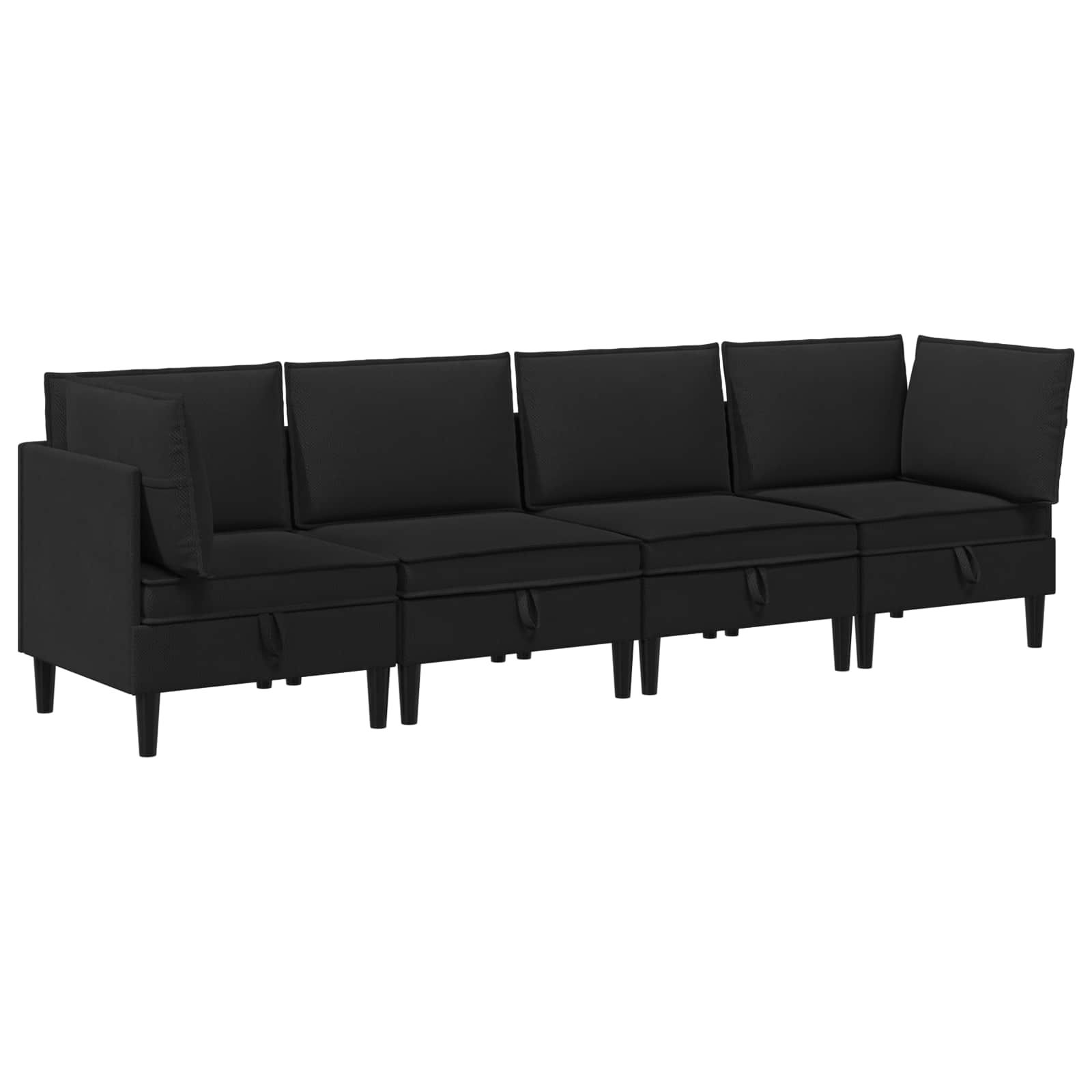 Möbelset För Vardagsrummet 4 Pcs Svart Tyg