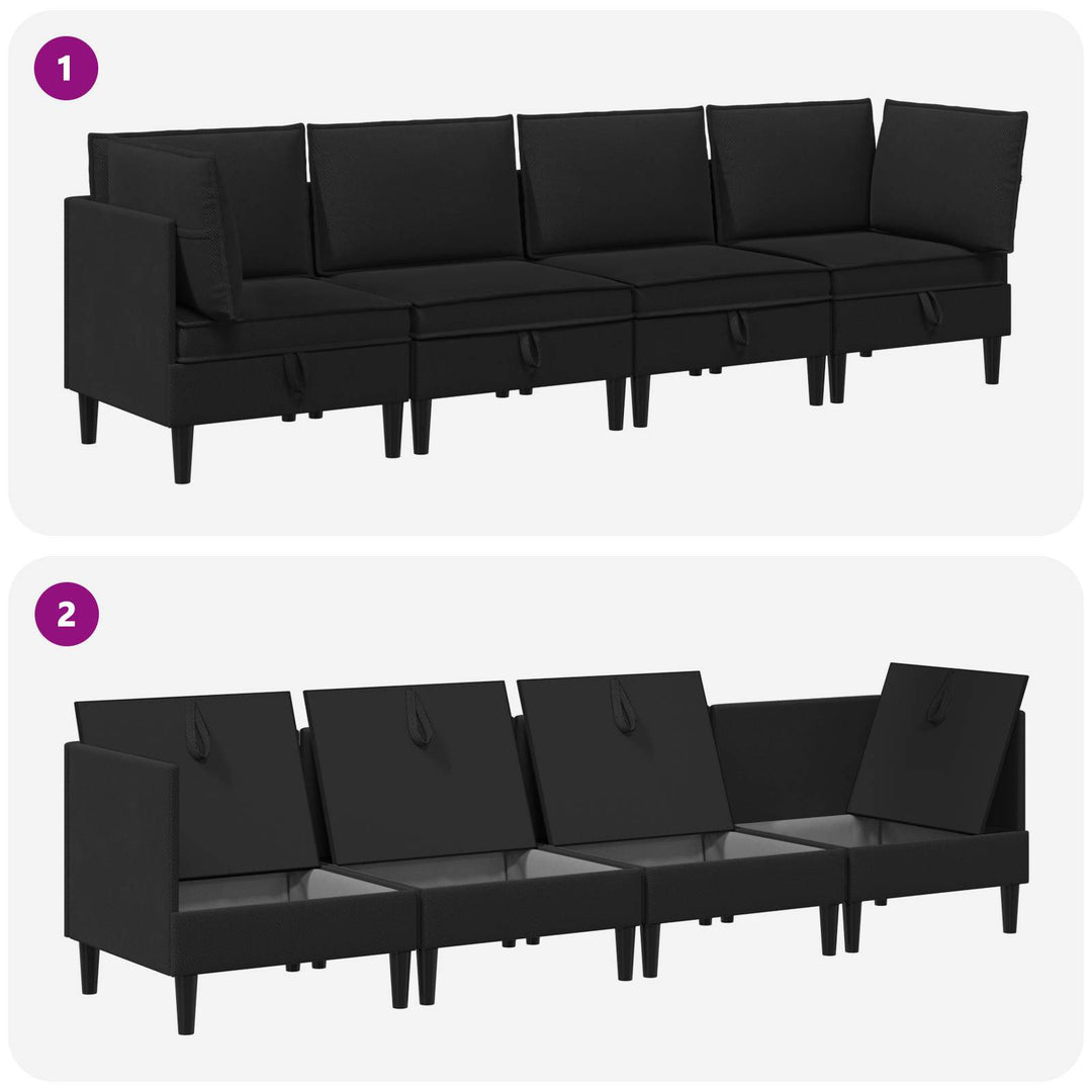 Möbelset För Vardagsrummet 4 Pcs Svart Tyg