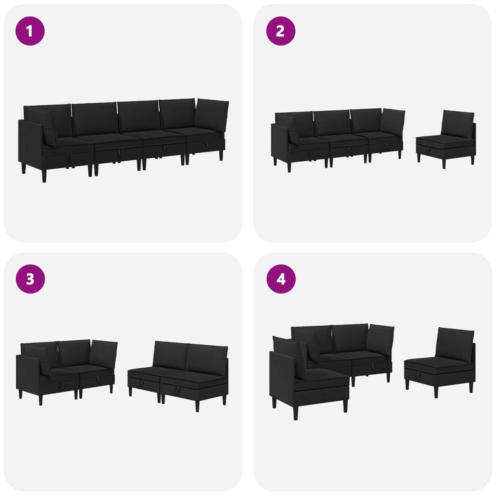 Möbelset För Vardagsrummet 4 Pcs Svart Tyg