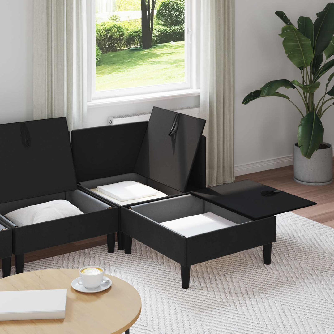 Möbelset För Vardagsrummet 4 Pcs Svart Tyg