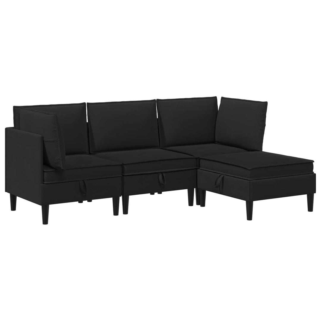 Möbelset För Vardagsrummet 4 Pcs Svart Tyg
