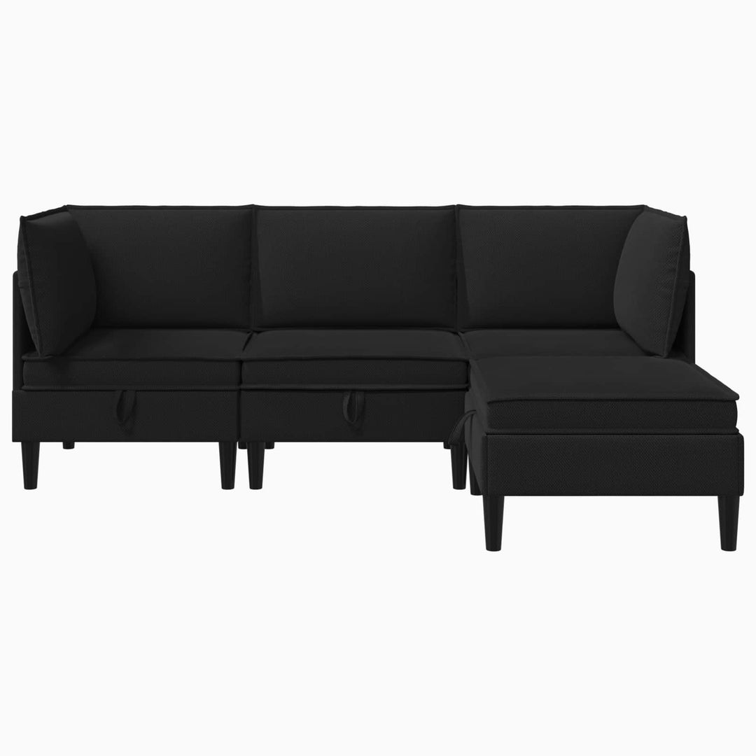 Möbelset För Vardagsrummet 4 Pcs Svart Tyg