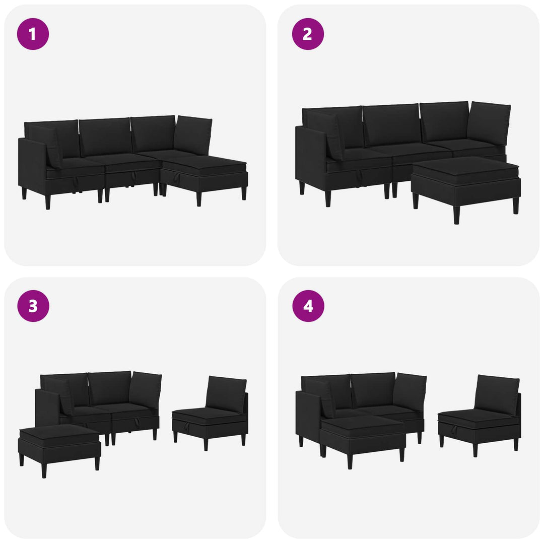 Möbelset För Vardagsrummet 4 Pcs Svart Tyg