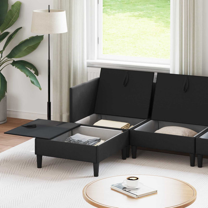 Möbelset För Vardagsrummet 6 Pcs Svart Tyg