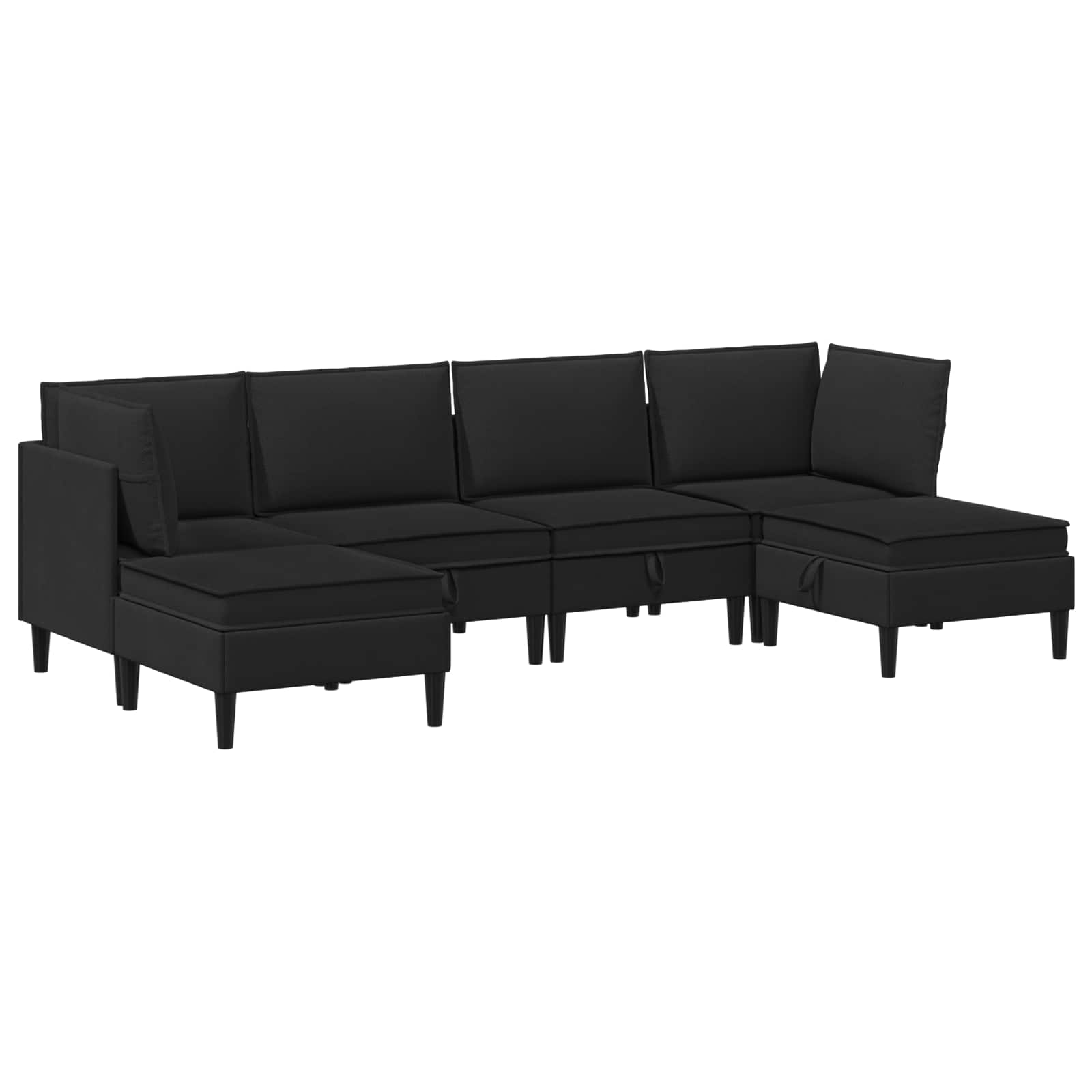 Möbelset För Vardagsrummet 6 Pcs Svart Tyg