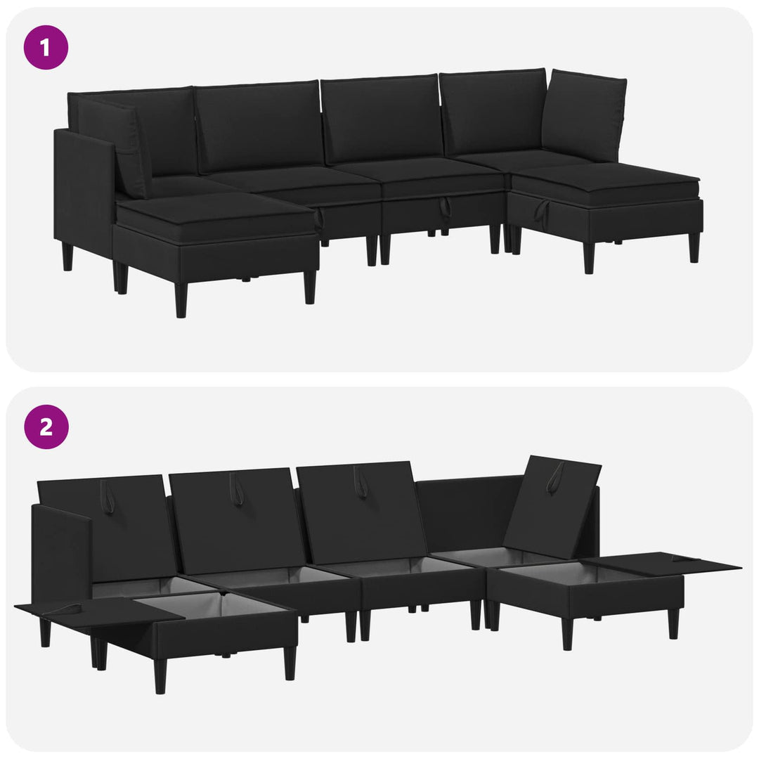 Möbelset För Vardagsrummet 6 Pcs Svart Tyg