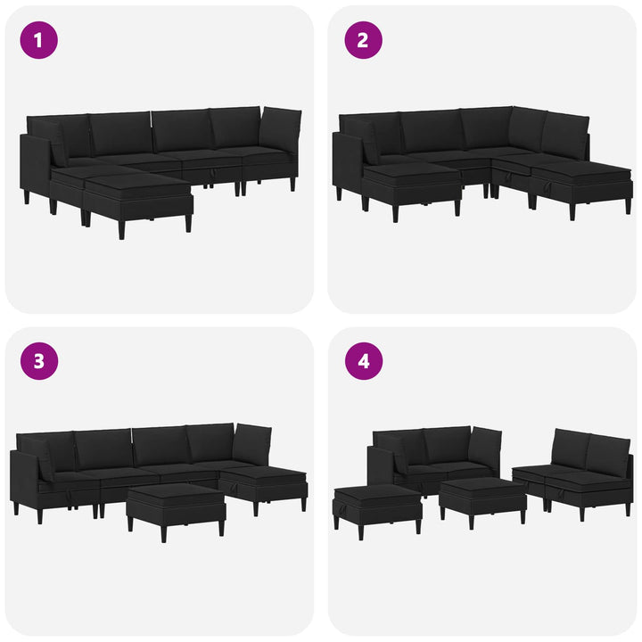 Möbelset För Vardagsrummet 6 Pcs Svart Tyg