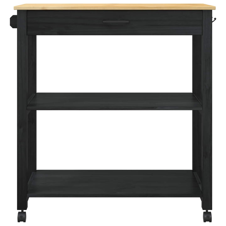 Köksvagn Monza Svart 84 X 40 X 88,5 Cm Massiv Furu