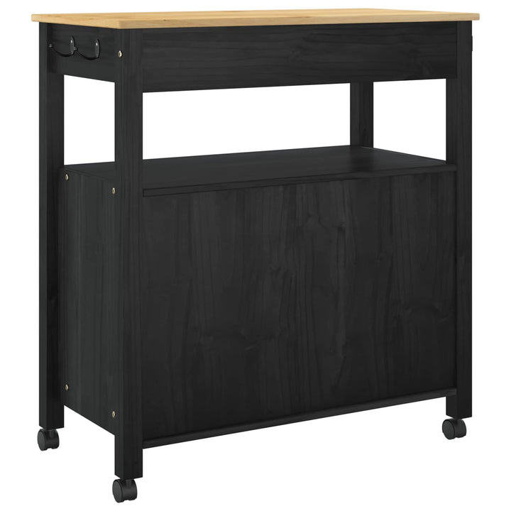Köksvagn Monza Svart 84 X 40 X 88,5 Cm Massiv Furu