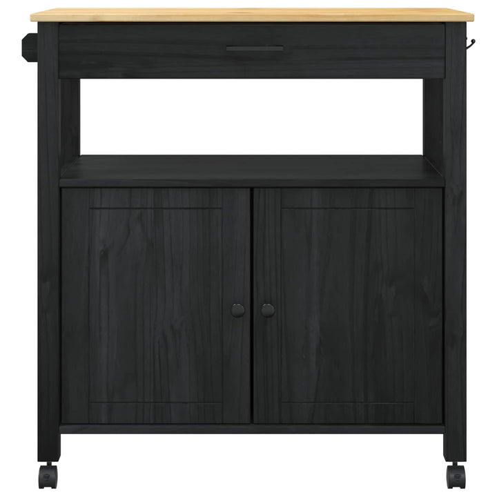 Köksvagn Monza Svart 84 X 40 X 88,5 Cm Massiv Furu