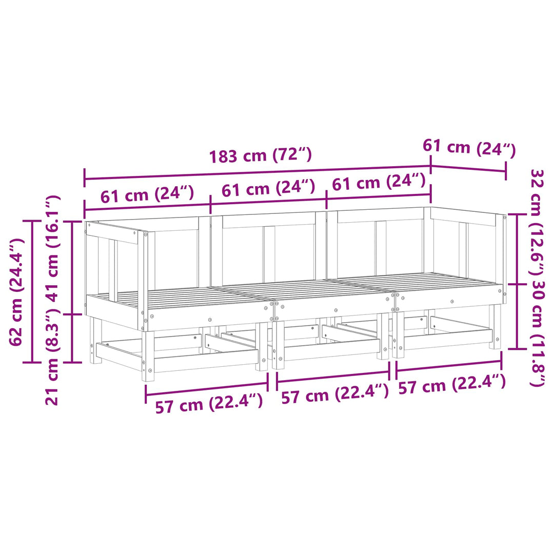 Sektionell Soffa Enheter Vaxbrun 183 X 61 X 62 Cm Massivt Furu