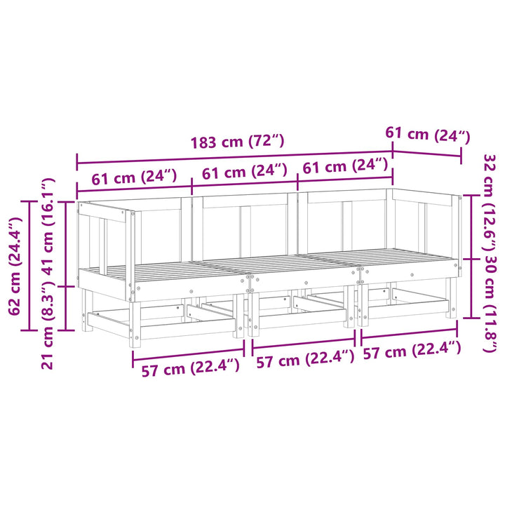 Sektionell Soffa Enheter Vaxbrun 183 X 61 X 62 Cm Massivt Furu