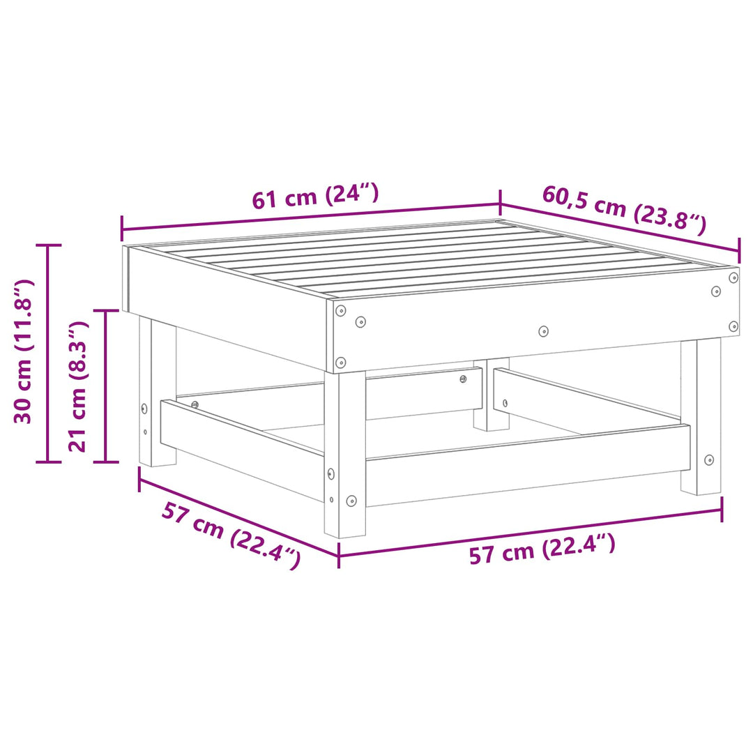 Trädgårdsfotpall Massivt Furu Vaxbrun 61 X 60,5 X 30 Cm