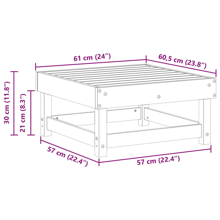 Trädgårdsfotpall Massivt Furu Vaxbrun 61 X 60,5 X 30 Cm