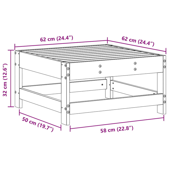 Trädgårdsfotpall Massivt Furu Vaxbrun 62 X 62 X 32 Cm