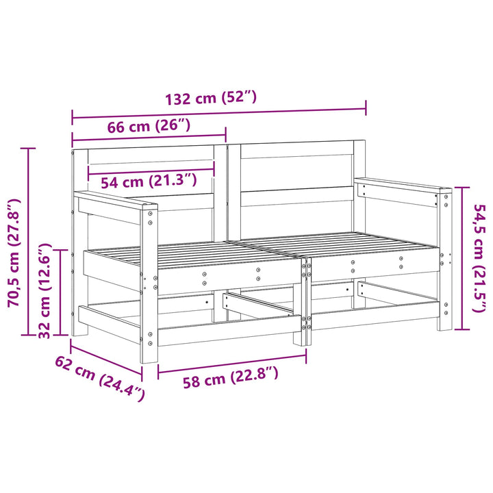 Trädgårdshörnssoffa Massivt Furu Vaxbrun 132 X 62 X 70,5 Cm