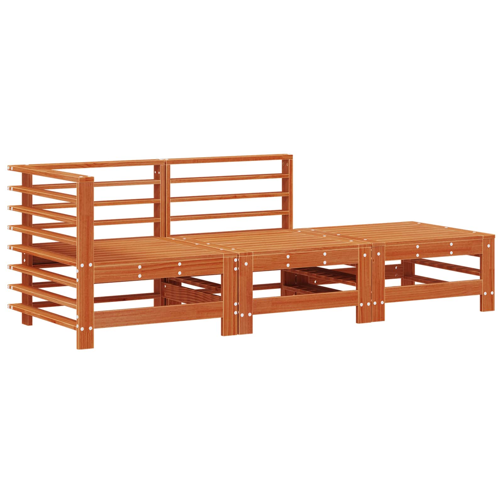 Sektionell Soffa Enheter 3 Stycke Vaxbrun Massivt Furu