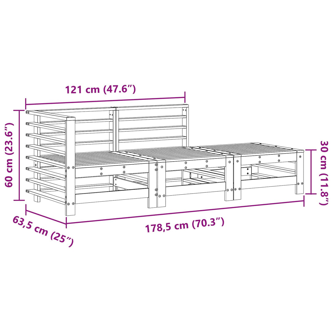 Sektionell Soffa Enheter 3 Stycke Vaxbrun Massivt Furu