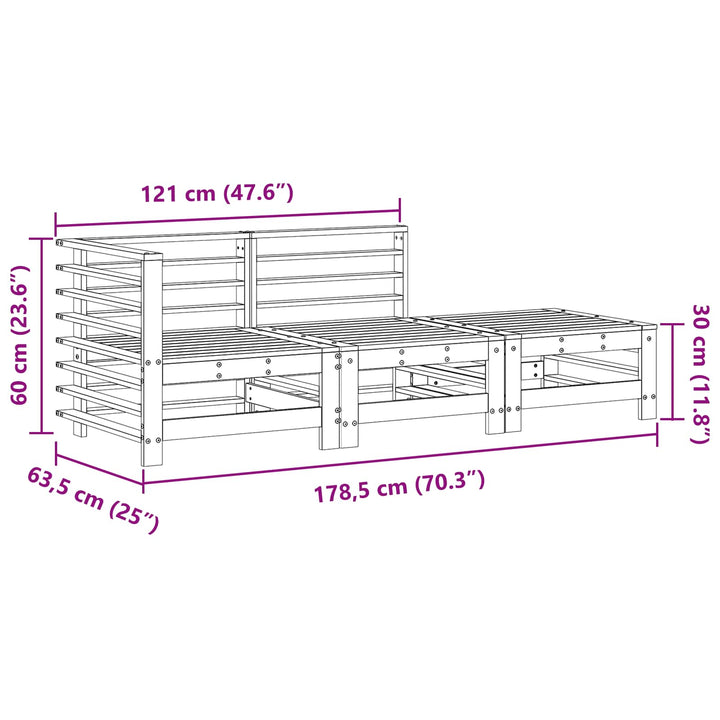 Sektionell Soffa Enheter 3 Stycke Vaxbrun Massivt Furu