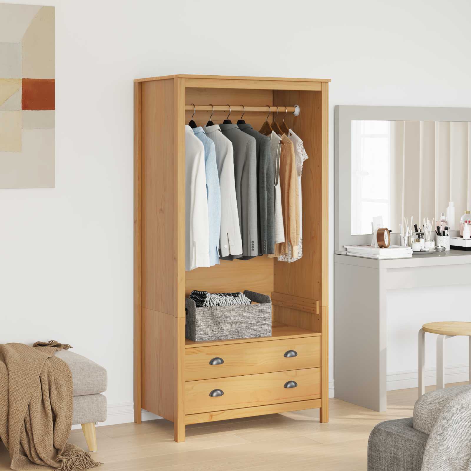 Garderob Hill Honung Brun 84 X 50 X 170 Cm Massivt Furu