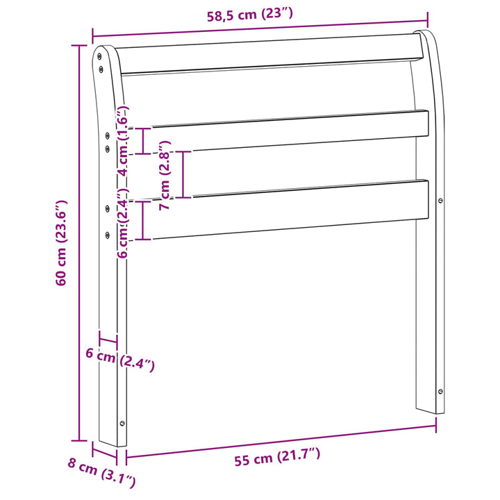 Armstödmodul 2 St Vit 58,5 X 8,5 X 60 Cm Massivt Akaciaträ