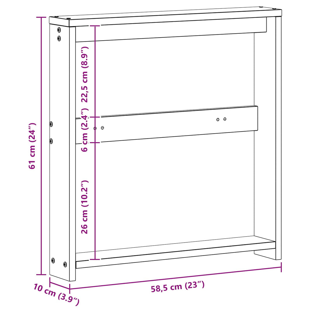 Armstödmodul 2 St Vit 58,5 X 10 X 61 Cm Massivt Akaciaträ