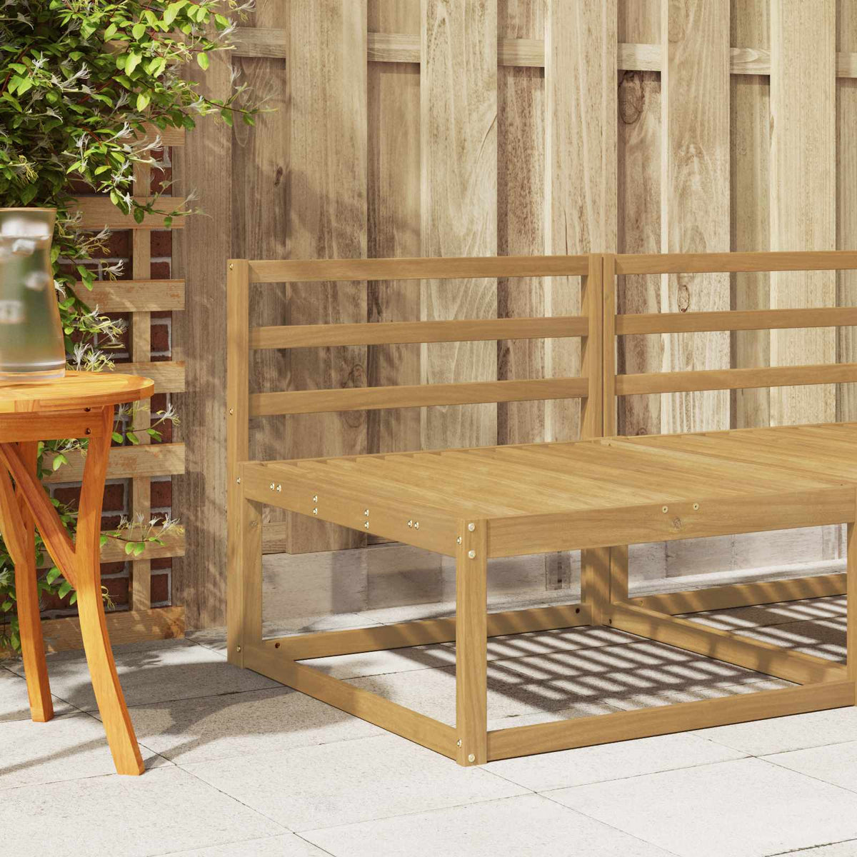 Ryggstöd Modul Vit 79 X 4 X 73 Cm Massivt Akaciaträ