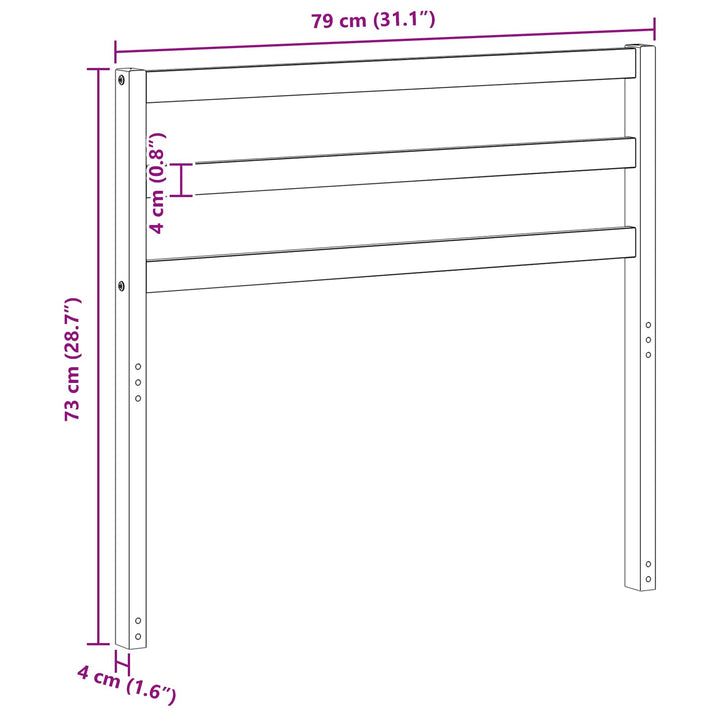 Ryggstöd Modul Vit 79 X 4 X 73 Cm Massivt Akaciaträ