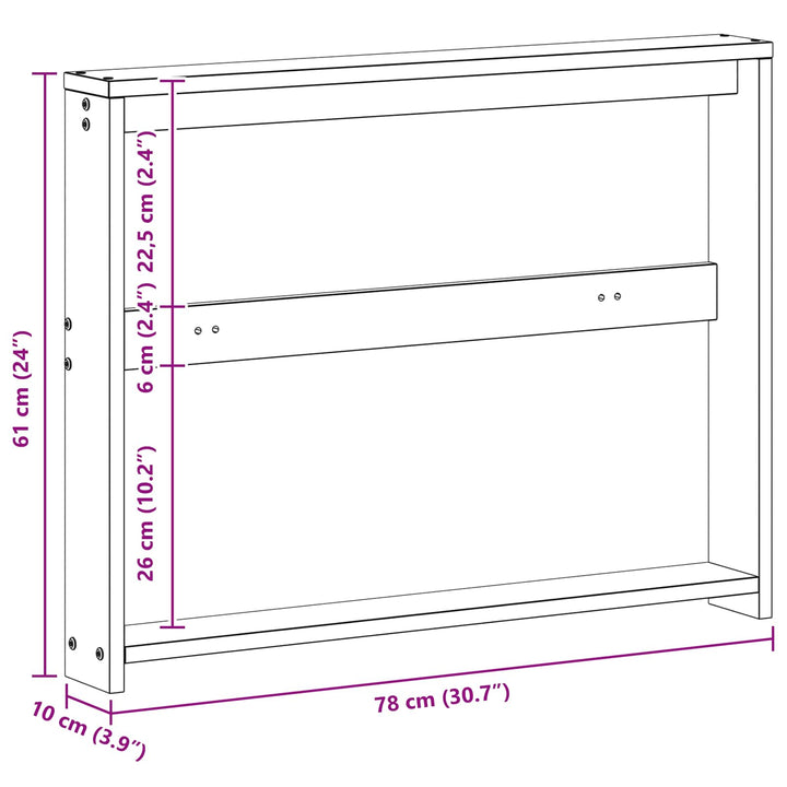 Armstöd Modul 2 St Vit 78,5 X 10 X 61 Cm Massivt Akaciaträ