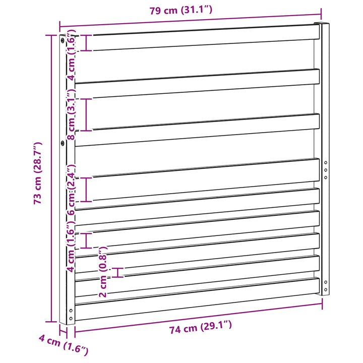 Armstöd Modul 2 St Vit 79 X 4 X 73 Cm Massivt Akaciaträ