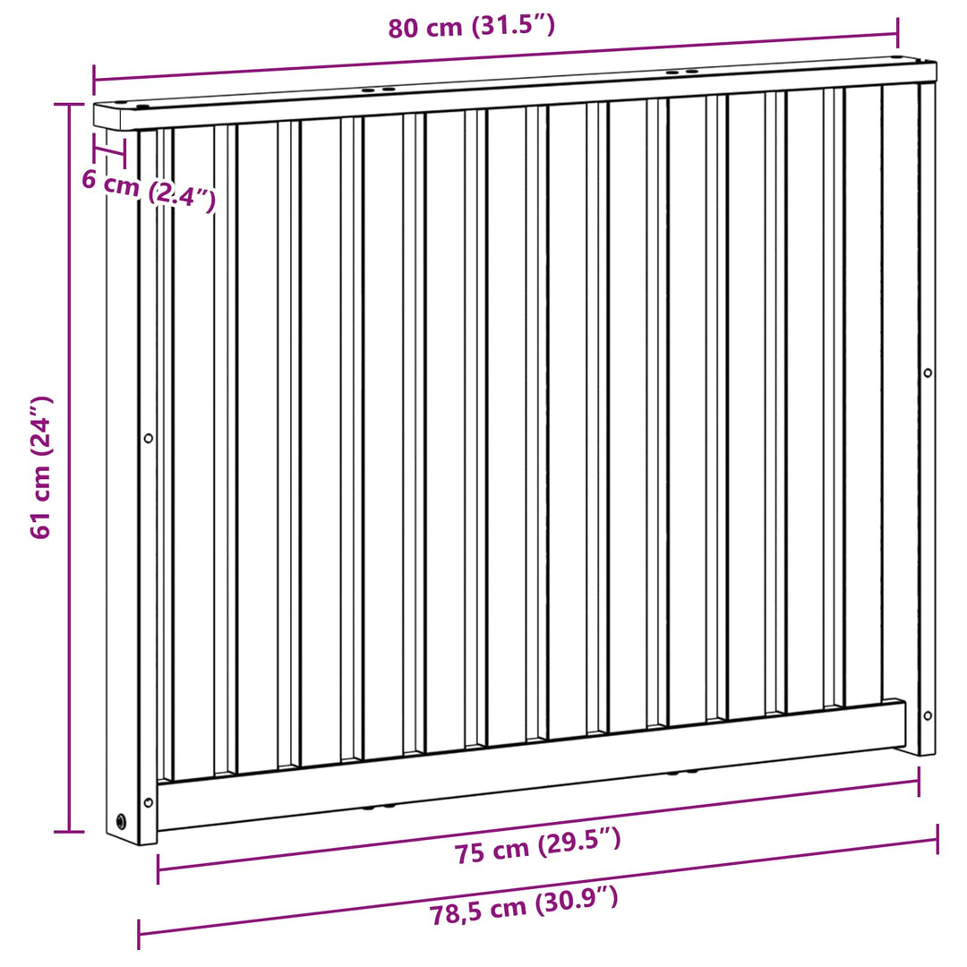 Armstödmodul 2 St Vit 80 X 6 X 61 Cm Massivt Akaciaträ