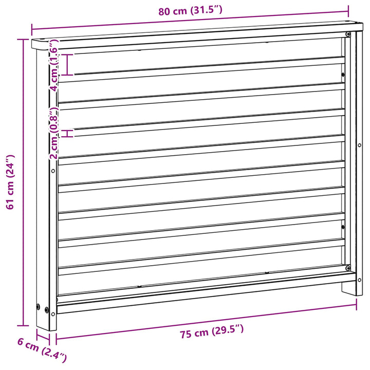 Armstödmodul 2 St Vit 80 X 6 X 61 Cm Massivt Akaciaträ