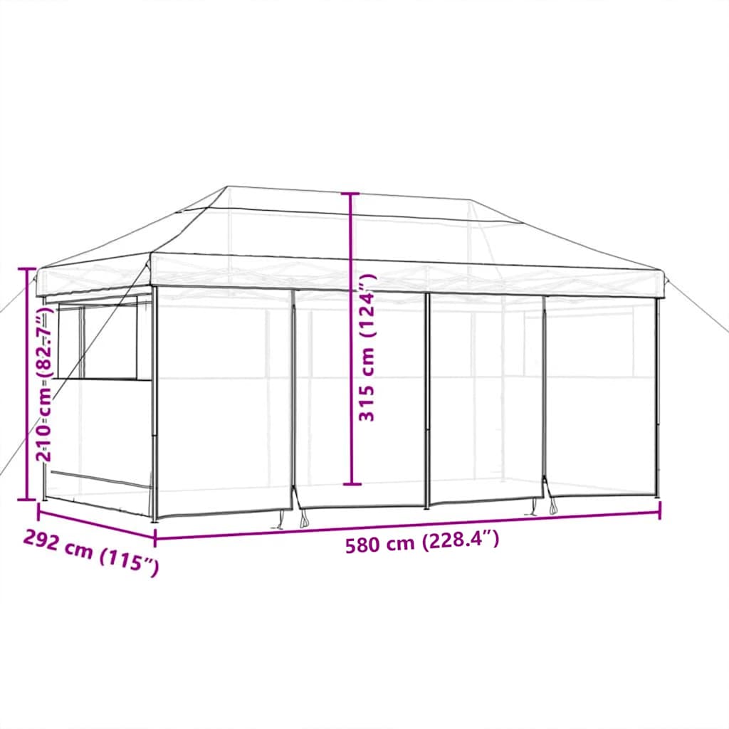 Partytält Pop-Up Taupe 580 X 292 X 315 Cm Oxford Tyg