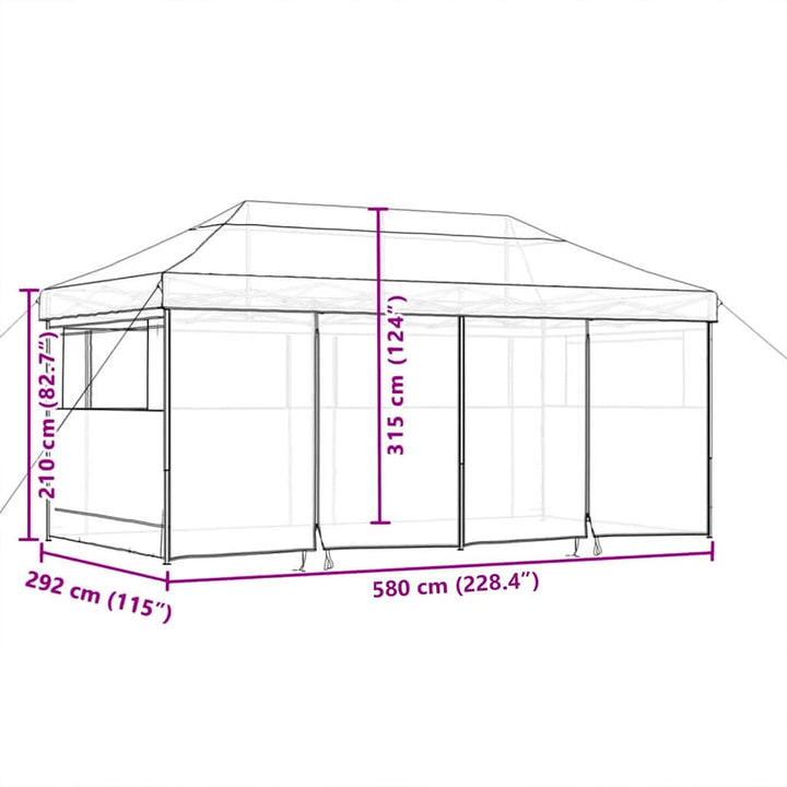 Partytält Pop-Up Taupe 580 X 292 X 315 Cm Oxford Tyg