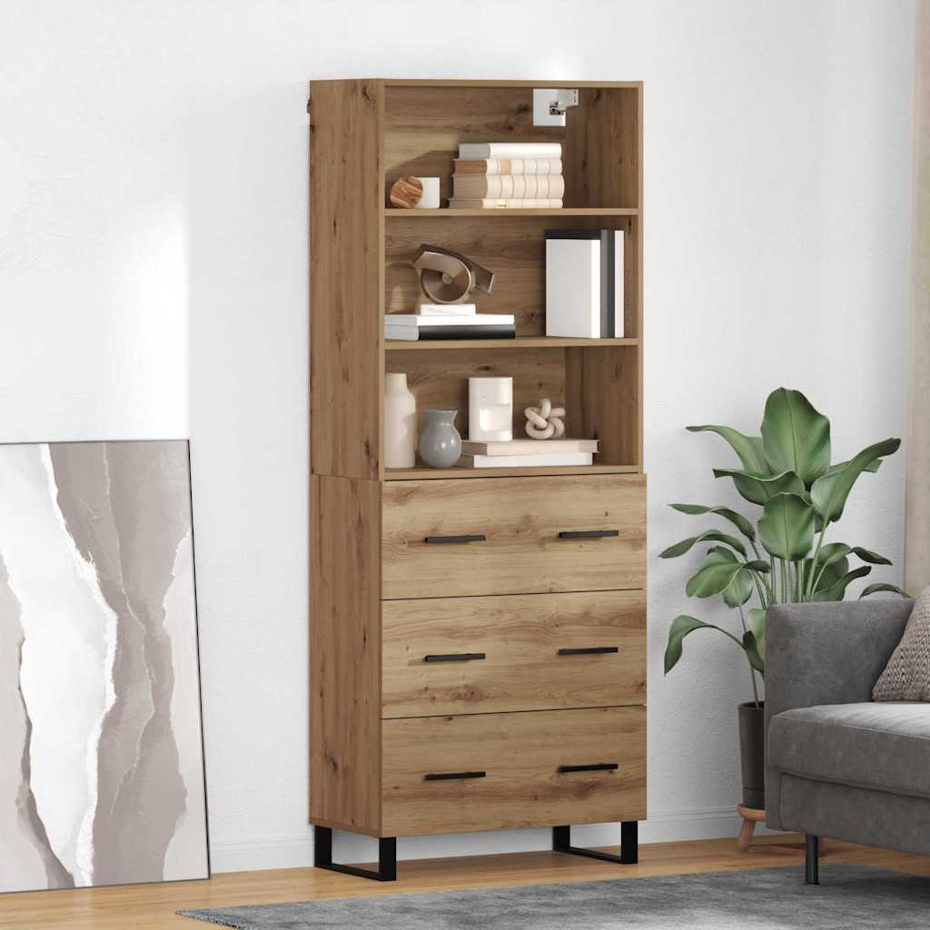 Högskåp Sonoma-Ek 69,5X34X180 Cm Konstruerat Trä