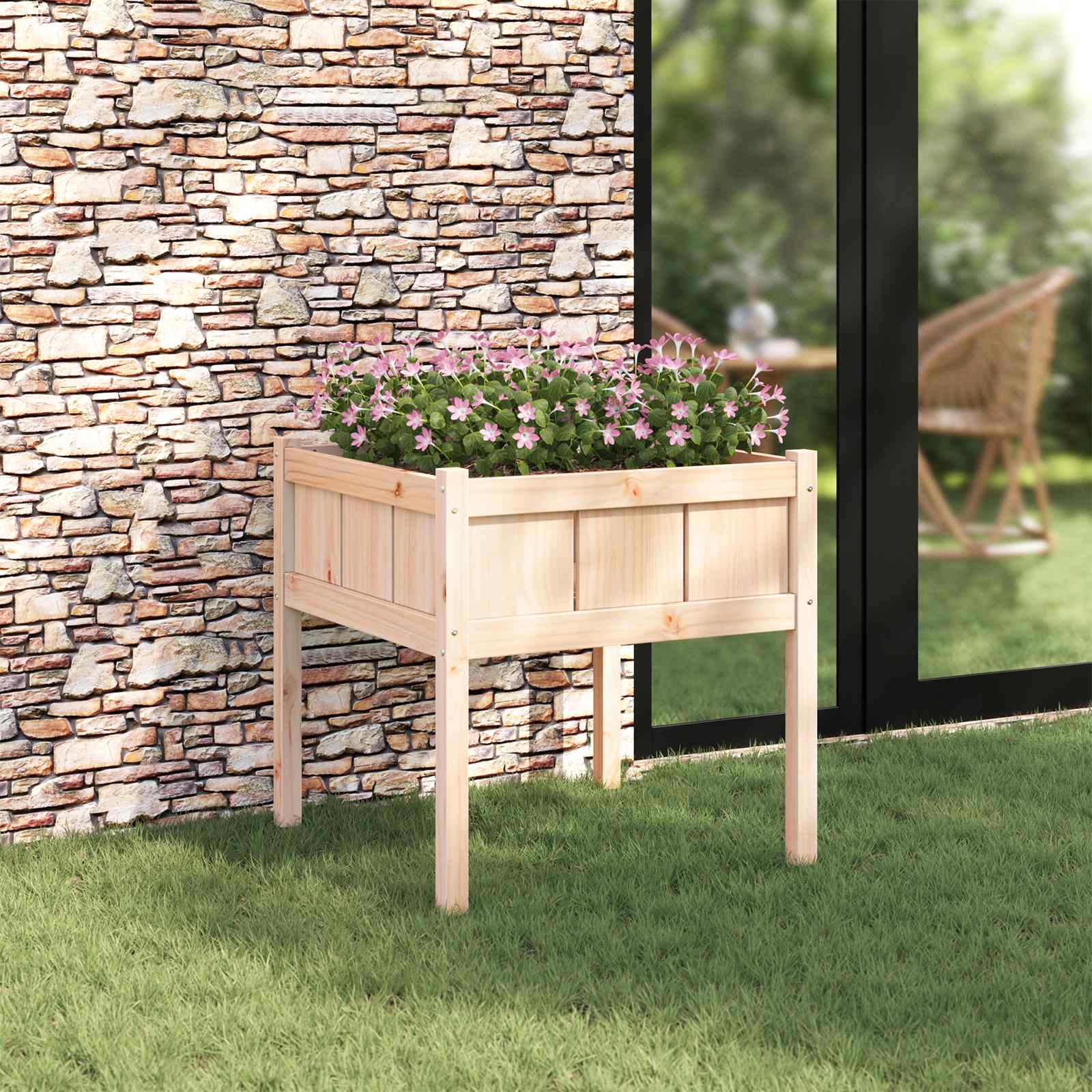 Trädgårdsplanterare Natur 70 X 70 X 70 Cm Massiv Furu